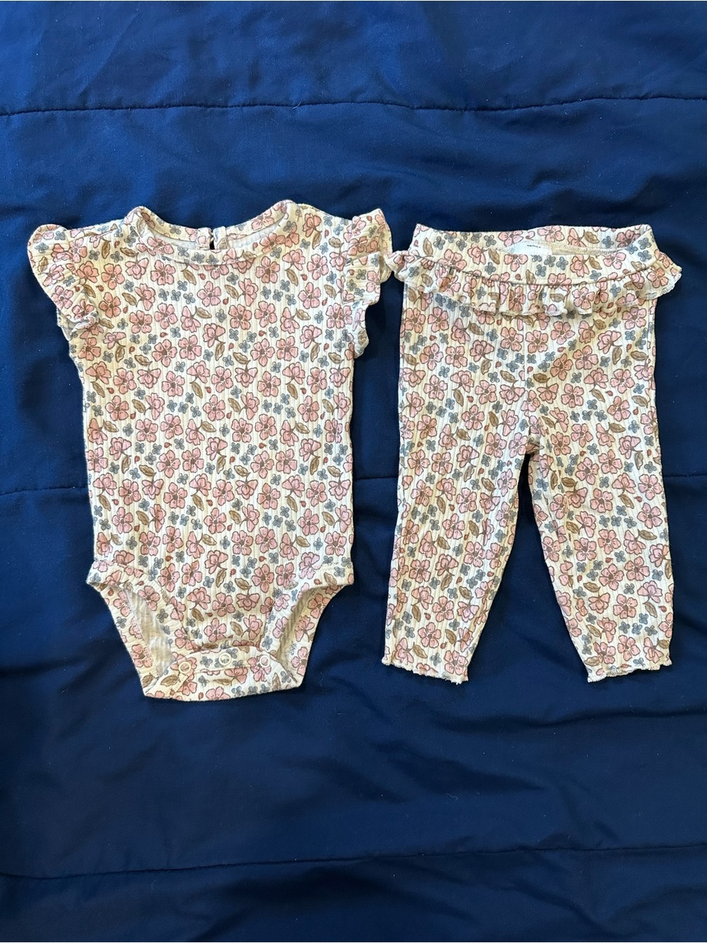 Carter's Floral Ribbed Baby Bodysuit in Pink, Brown, Gray